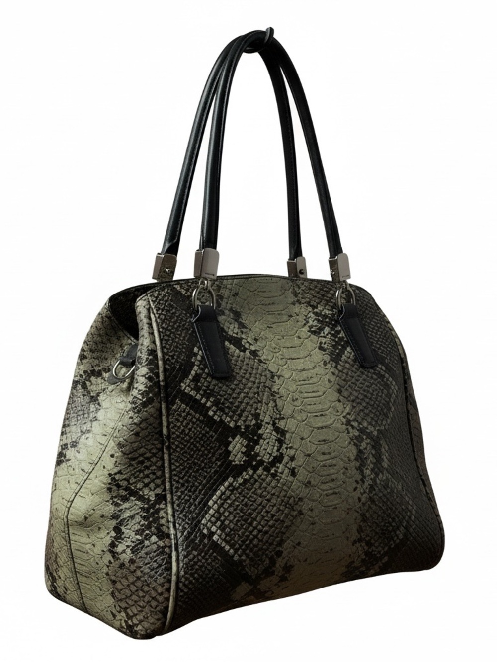 Coach Madison Kelsey Satchel – Grey/Black Snakeskin Embossed Leather - Picture 3 of 12